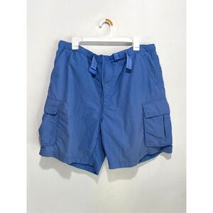 Lands' end cargo nylon shorts summer beach resort wear fishing blue men's 36/38